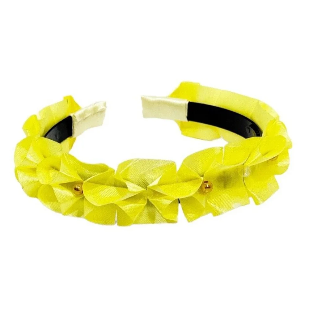 New Headband Yellow with decorative flowers for girls